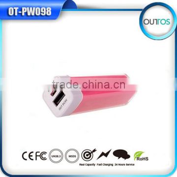Hot selling promotion gift channel lipstick power bank 2600 mah