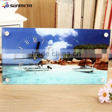Sunmeta factory directly blank sublimation glass photo frame with clock BL-28