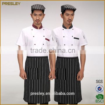 Factory wholesale custom new fashion white color waterproof and oilproof chef work uniform basic french cooking chef uniform