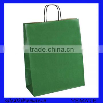 natural kraft paper bag in green color,printed white kraft paper bag
