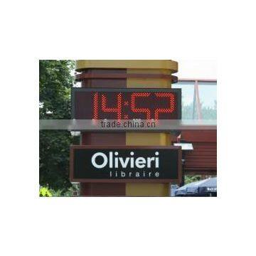 20 inch red color outdoor led wall clock with temperature