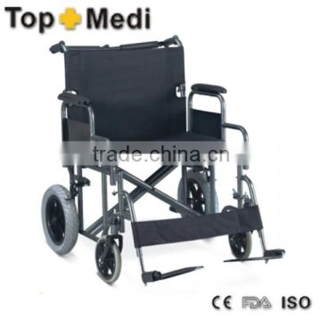 Rehabilitation Therapy Supplies Topmedi TSW210ABE-61 24" seat width folding steel manual disable wheelchair for disable