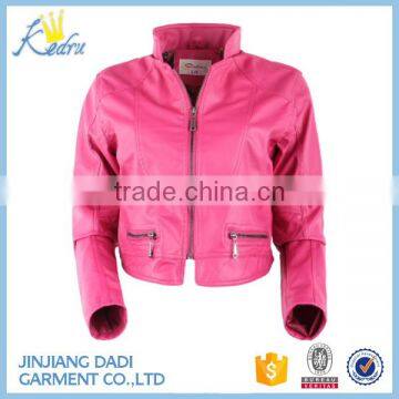 Punk Lifestyle Shining Dark Pink Short Slim Pocket Jacket For Women