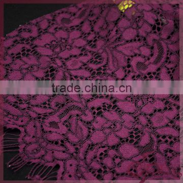 Red floral design knitting voile lace,eyelash jacquard cotton cord lace fabric for dress
