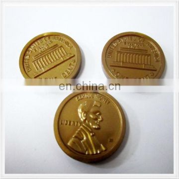 Promotion custom printing plastic school library gold token coin