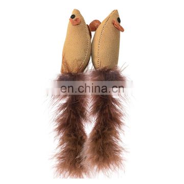 factory price top selling natural color mouse shape with feather cat toy