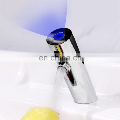 hands-free bathroom led basin automatic faucet light sensor water tap