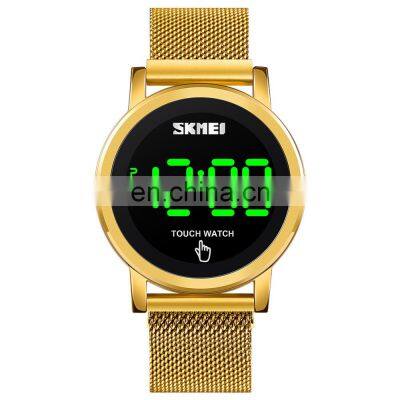 Fashion Skmei 1668 Touch Screen LED Watch Stainless Steel Mesh Band Digital Watches Women Wristwatch