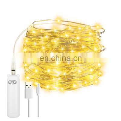 5m 10m Indoor Wedding Party Copper Wire Rechargeable Led Fairy Light For Room Decor