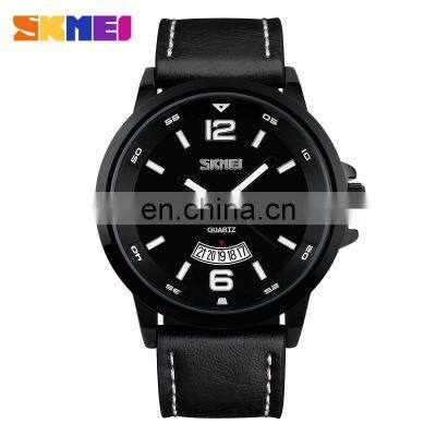 SKMEI 9115 Men Fashion Casual Sports Quartz Water Resistant Leather Strap Calendar Wristwatches Male Watches