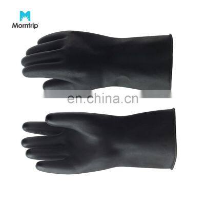 Heavy Duty Black Natural Waterproof Elongated Thick Latex Household Cleaning Safety Working Rubber Gloves