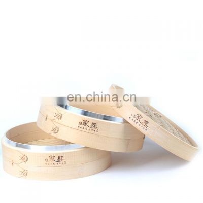 High Quality 10 Inch Bamboo Steamer with Steel Rings for Cooking steamer basket