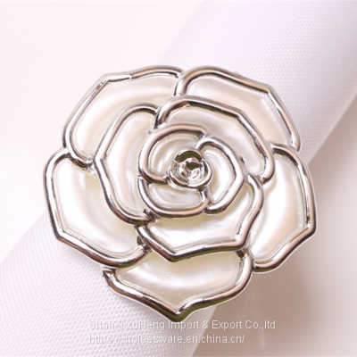 Wholesale Metal Lovers Wedding Silver Roses Flower Napkin Ring