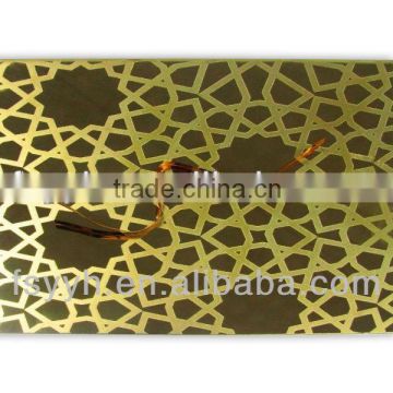high quality 304 gold color etched stainless steel plate
