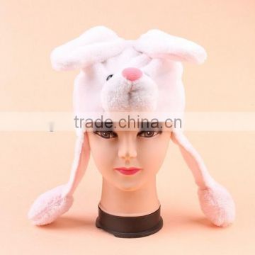plush animal hat/adult animal winter hats/plush hat/plush rabbit hat