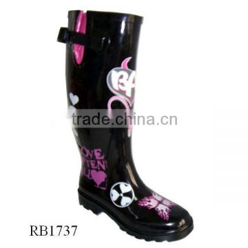 Ladies' fashion rubber rain boots