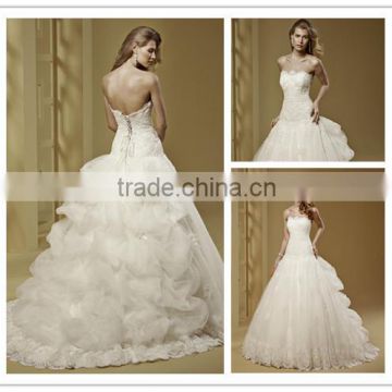 Boutique 2016 Strapless Boat Neckline Wedding Dress DM-023 vestidos-novia lace bridal wedding dress