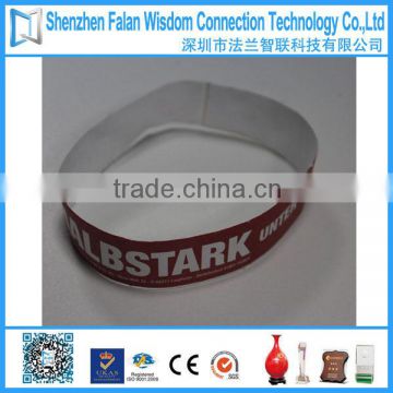 Tyvek wristband with tamper resistant adhesive