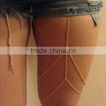USA -Sexy Women 2 Tier Thigh Leg Chain Jewelry Bikini Beach Harness Body Chain