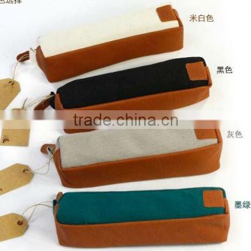 2012 cheap canvas and pu leather cute pen bag with zipper