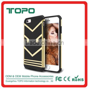 wholesale hot selling mobile phone hybrid cover tpu pc 2in1 v style housing shockproof plastic for iphone 6 6s plus armor case