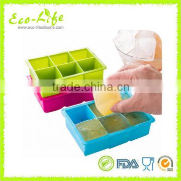 Hot sale Food Grade FDA LFGB Big size Square shape Silicone Ice Cube Tray