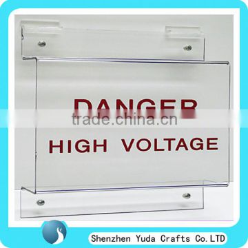 Acrylic notice board with logo letter for danger acrylic covers wall mounted