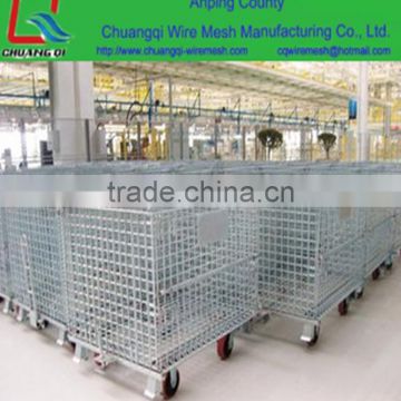 Collapsible pallets lockable foldable iron wire bulk crates steel mesh storage & shipping containers