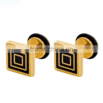The corners of quadrilateral with circular stainless steel earring stud
