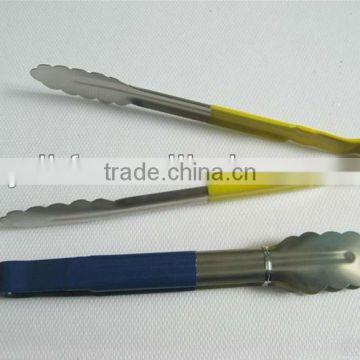 HF 277 stainless steel food tongs with spray finishment, tongs with colored handle