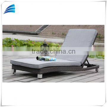 Outdoor patio gray resin wicker sun lounger