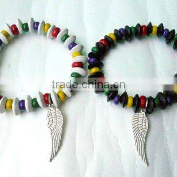 fashion wood beads bracelet, fashion wing charm bracelet, fashion friendly jewelry