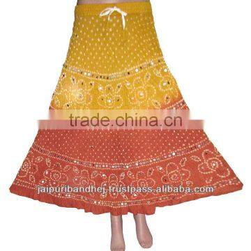 Indian Traditional Bandhej Skirt - Fancy Designer Bandhej Print Cotton skirts