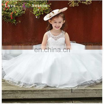 XXLF120 flower girl dress wedding size 2-10 little baby girl clothes princess white dress