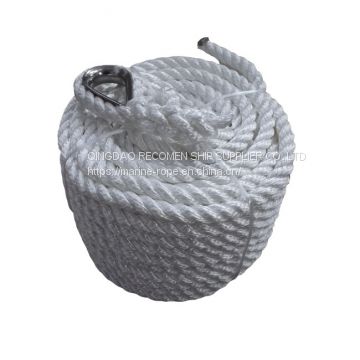 RECOMEN hjgh strength resistance 12mm polyester nylon  3 strands rope polyester rope for ship