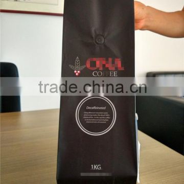 side gusset laminated plastic printed coffee bean packaging bags with valve 1KG
