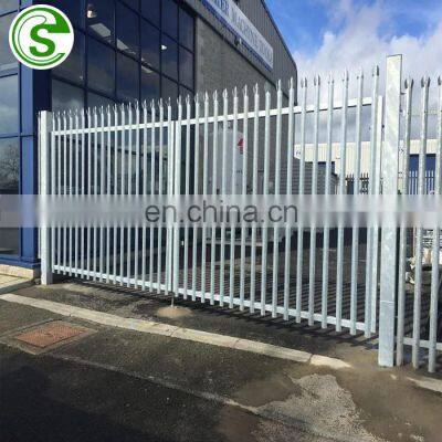 Galvanized steel W profile palisade fencing design for garden security decoration