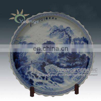 Unique Oriental Hand Maded 3 Feet Large Decorative Ceramic Plates With Stand