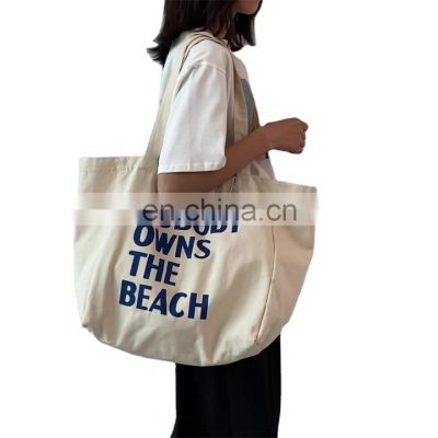 Eco Friendly Outdoor Portable Canvas Grocery Shopping Bag Thicken Heavy Duty Canvas Cotton Handbag Tote Bag
