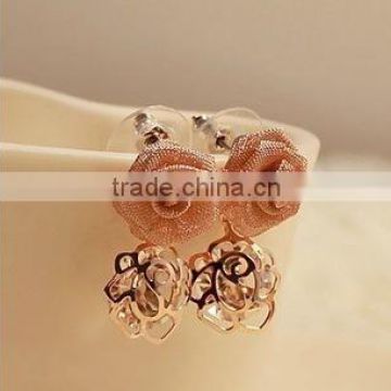 Rose gold dangle earring elegant flower wedding earrings rose gold earrings