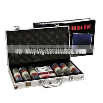 Hign quality 300PCS Poker Chips Set Fun Playing Aluminum Case Cards Game