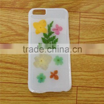 white 5 inch mobile phone stylish mobile covers with real flower inside