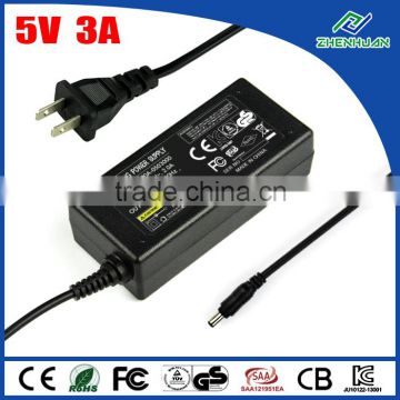 CE KC Approved LED Power Supply 5V 3A AC Adapter Ktec With US Plug