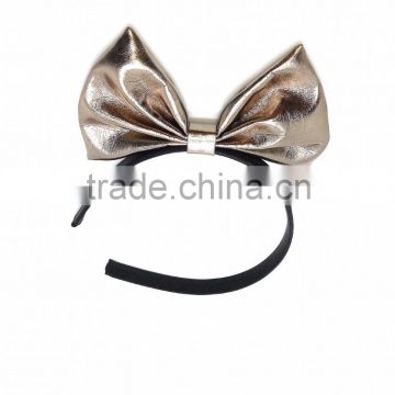 fashion hair accessories 2016 hairband with bow for women adult cute head wrap hair ties knot gold leather hair bow hair band