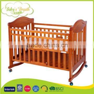 WBC-52 Wholesale Popular NZ Pine Wood Folding Baby Cot Bed and Cribs