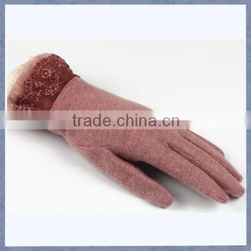 Lady Cashmere Glove With Rabbit Fur and Lace