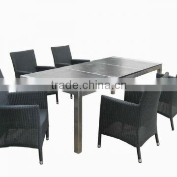 Stainless steel table with granite top