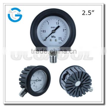 High quality 2.5 inch all stainless steel pressure gauge with rubber case
