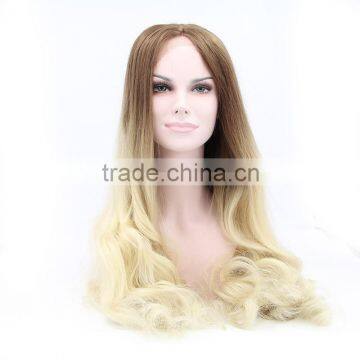 Cheap Extra Long Synthetic Lace Front Wig Heat Resistant Wavy Dark Root Brown to Blonde Wig Natural Wig