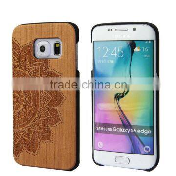 Pretty Laser Engraved Wood back Cover For Samsung S6 /s6 edge plus Case